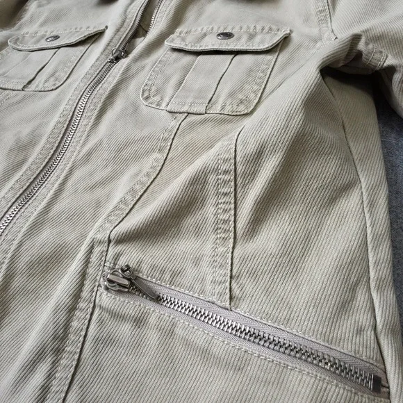 French Cuff Women's Khaki Utility Jacket‎ Medium Cotton Zip Front Pockets - Picture 7 of 8